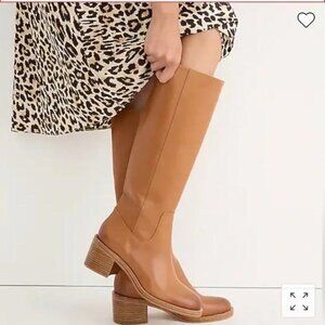 Worn Once! J.Crew Knee-high stacked-heel boots Size 8.5 Burnished Sand